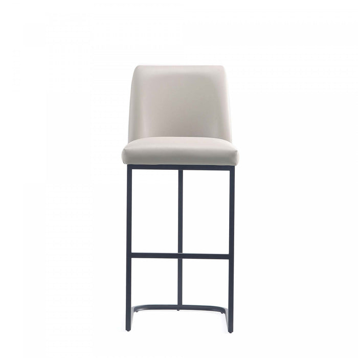 Tabouret de bar moderne en metal et tissu Serena, gris clair - Lot de 3