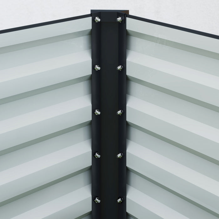 Outsunny Lit de jardin sureleve galvanise, fond ouvert, gris fonce