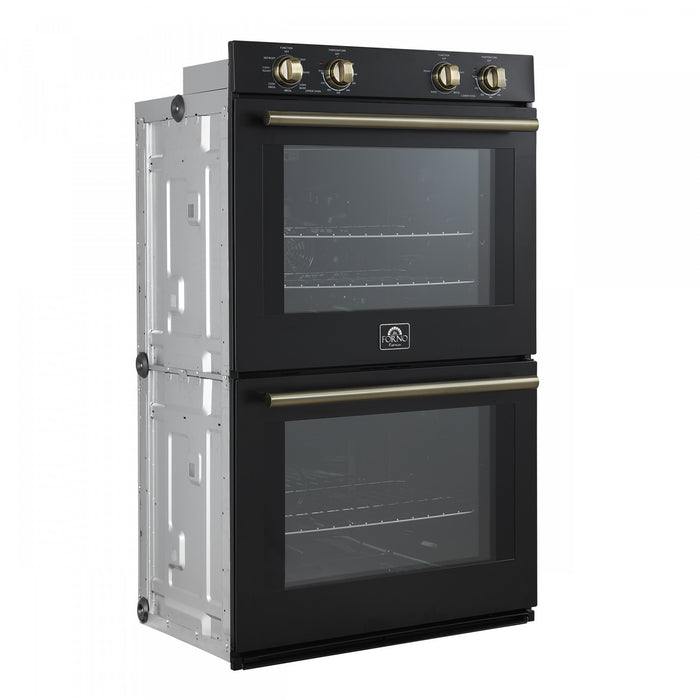 Four double mural electrique Vomero 30 pouces en noir, four a convection de 5 pi³ - FBOEL1324-30BLK