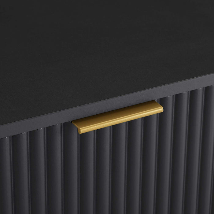 Table de nuit moderne Dumbo 20\" a cannelures en noir (1 tiroir) - Lot de 2