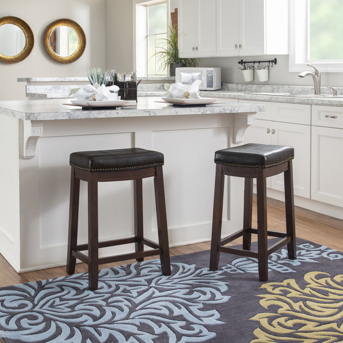 Tabouret Claridge de hauteur comptoir en similicuir et sans dossier - brun