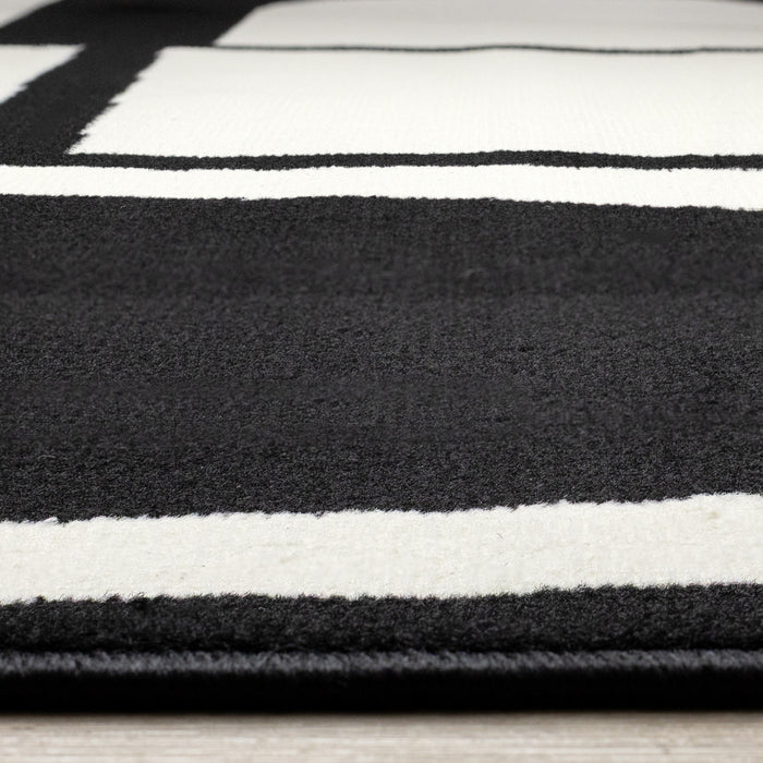 Motif geometrique dynamique noir et blanc Florence, 6'7\" x 9'6\"