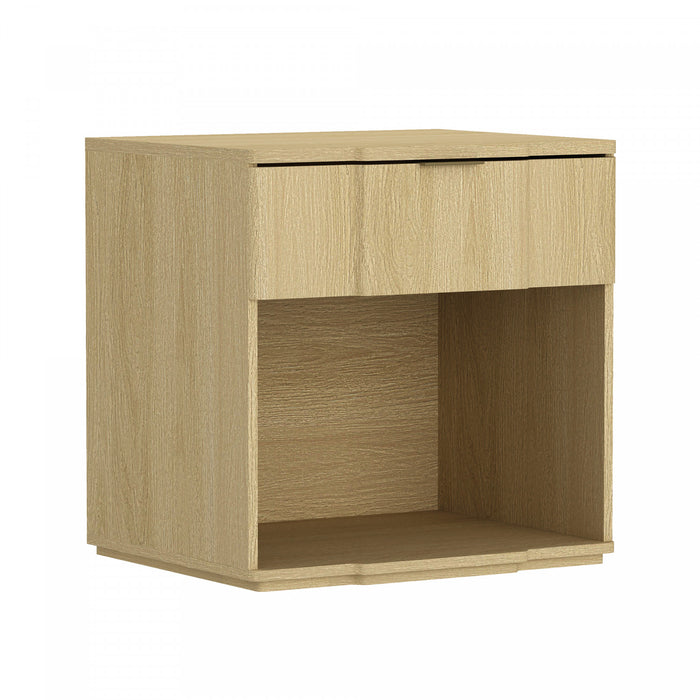 Table de nuit Clive style milieu du siecle moderne 56 cm en chene naturel (1 tiroir)