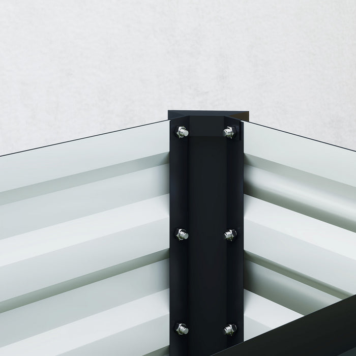 Outsunny Lit de jardin sureleve galvanise, fond ouvert, gris fonce
