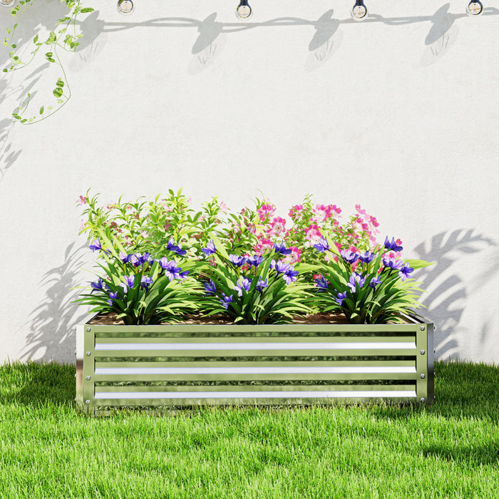 Jardiniere Surelevee En Acier Galvanise De 4 Pi X 4 Pi X 1 Pi, Argente