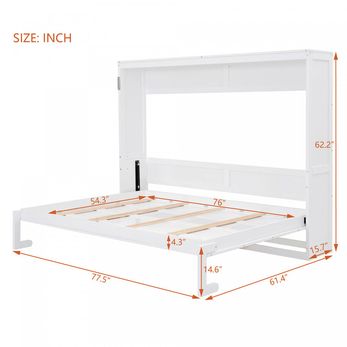 Evelyn Lit mural escamotable gain de place Murphy avec design d’armoire pliable, lit Full, blanc