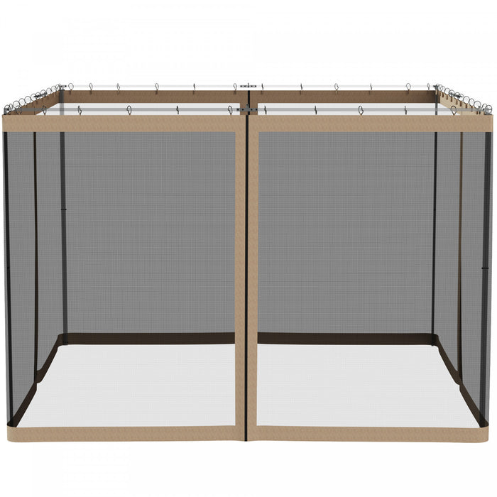 Outsunny Moustiquaire De Rechange Pour Gazebo 10' X 10' Murs D'ecran Pour Auvent Avec Fermetures Eclair Pour Les Fetes Et Activites De Plein Air, Kaki