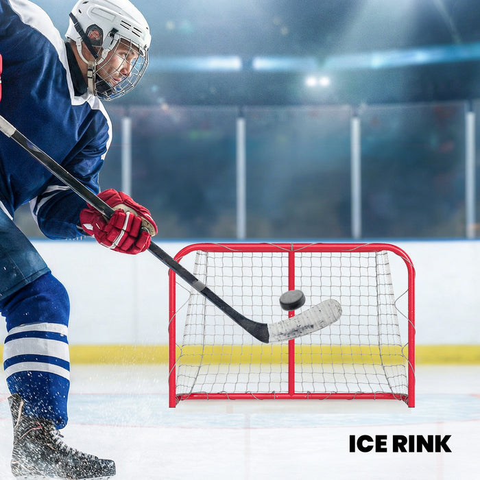 Soozier Mini But de Hockey 90 x 60 cm, Filet Facile a Installer avec Cadre en Metal