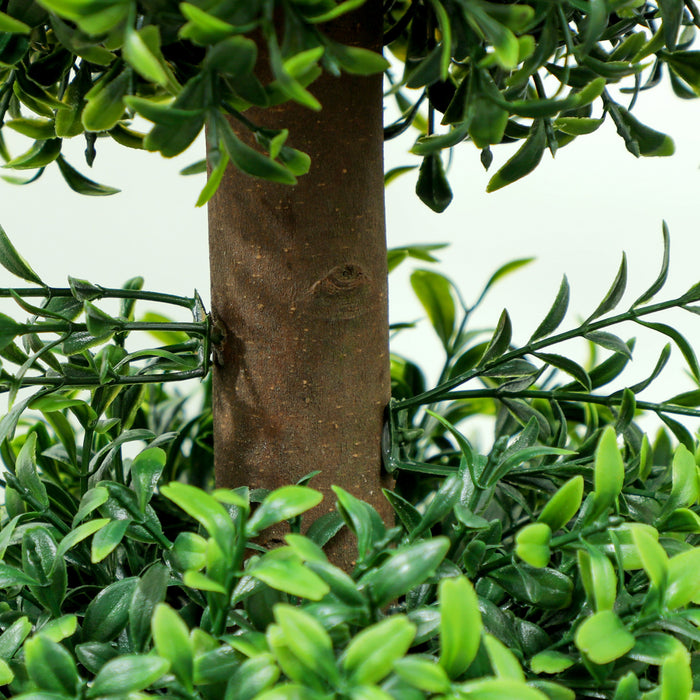 HOMCOM Lot de 2 arbres topiaires en buis artificiels fausses plantes en pot