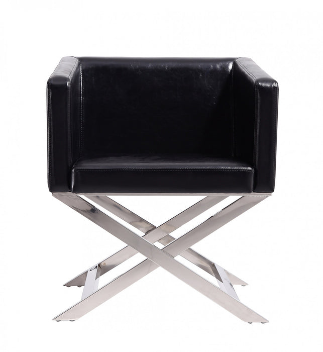 Fauteuil d’appoint contemporain en cuir vegetalien Hollywood, noir – Lot de 2