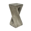 Cade 26.80" Twisted Square MGO Accent Table, Unique Natural Wood Grain Indoor Side Table, Grey | Table d'appoint carree torsadee Cade 26,80 pouces MGO, table laterale interieure a grain de bois naturel unique, gris