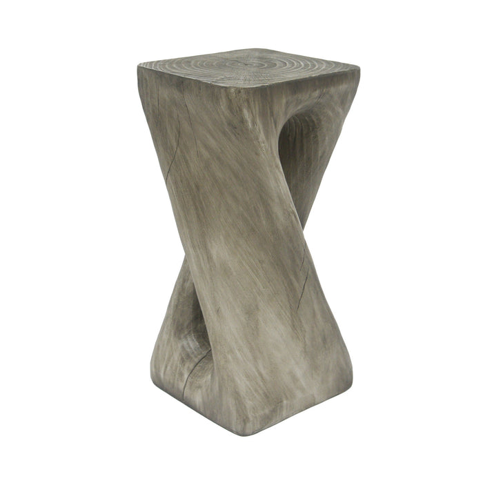 Table d'appoint carree torsadee Cade 26,80 pouces MGO, table laterale interieure a grain de bois naturel unique, gris