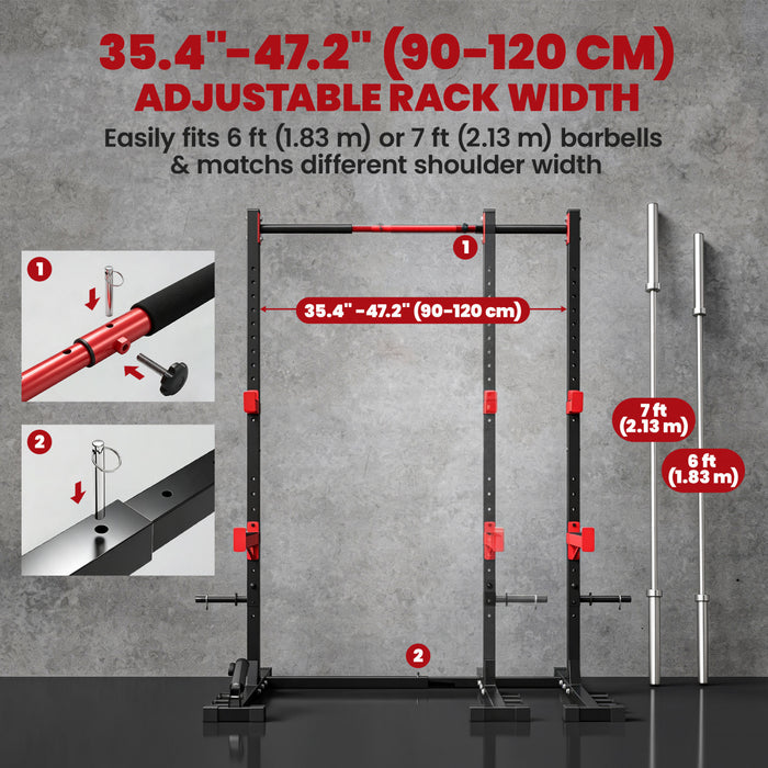 Soozier Rack a squat avec barre de traction, largeur reglable, charge 500 kg