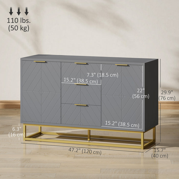 HOMCOM Meuble de Rangement 3 Tiroirs Buffet pour Salle a Manger, Salon