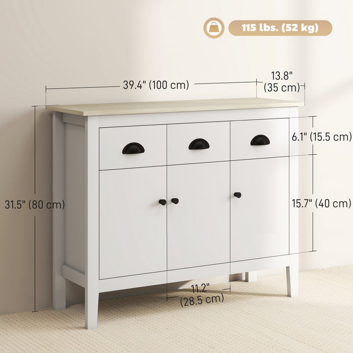 HOMCOM Buffet, meuble de bar de cuisine 40 pouces, blanc