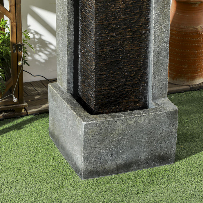Outsunny Fontaine Exterieure A 5 Niveaux Cascade En Resine A Lumiere Led