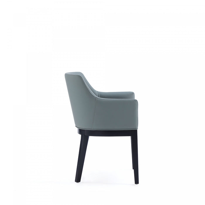 Fauteuil moderne Gansevoort en bois et cuir vegetalien couleur etain - Lot de 2