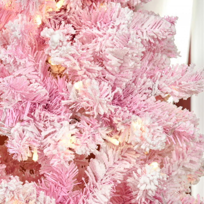 Homcom Arbre De Noel Artificiel Floque De Neige Avec Lumiere Led