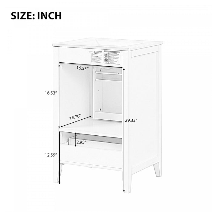 Puret Meuble-Lavabo Simple 20 po avec Etagere de Porte et Tiroir Coulissant, Noir