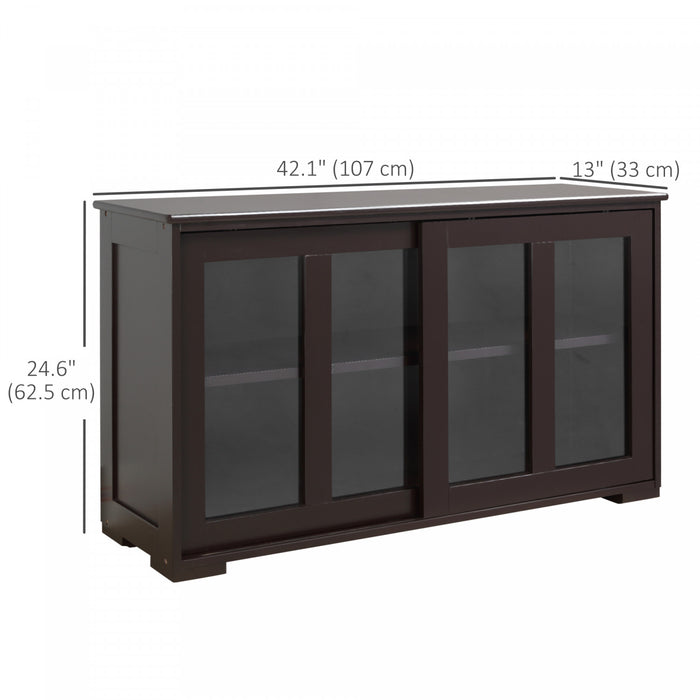 HOMCOM Buffet de cuisine modulable avec porte coulissante vitree