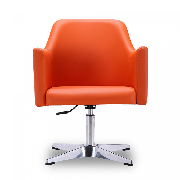 Fauteuil pivotant moderne en cuir vegetalien Pelo, orange - Lot de 2