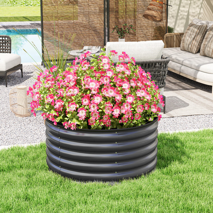 Outsunny Jardiniere en metal, boite de jardin 3 x 3 x 1,5 pi gris fonce