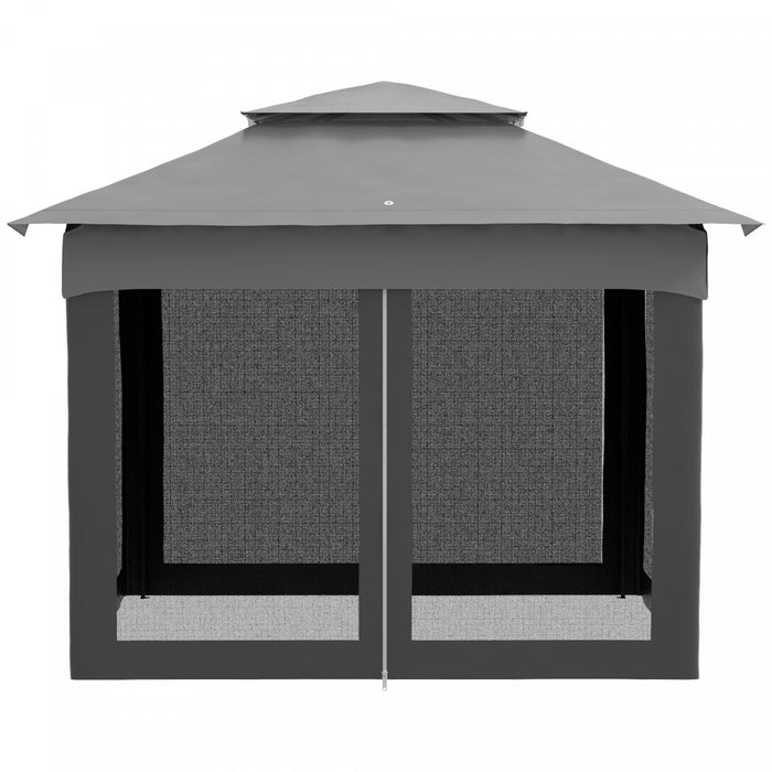 Outsunny Gazebo A Toit Souple A 2 Etages Avec Filet, Gris Clair