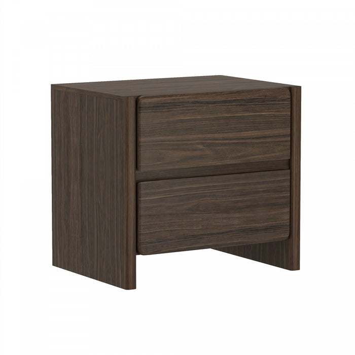 Table de nuit moderne Linda 24\" en noyer brun (2 tiroirs)