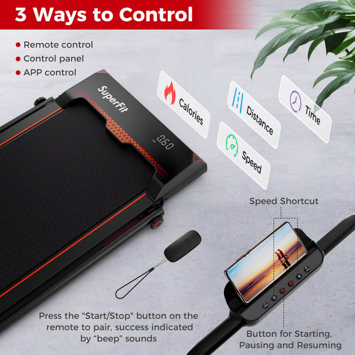 Costway 3 En 1 Tapis Roulant Pliant Avec Ecran Led A Telecommande Et App Pour La Maison Rouge