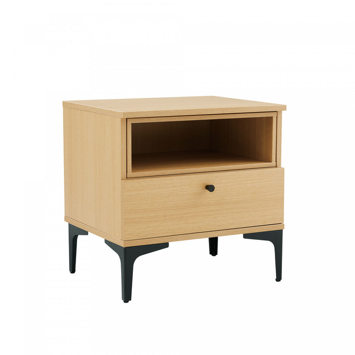 Table de nuit moderne Amara 20\" en chene clair (1 tiroir) - Lot de 2