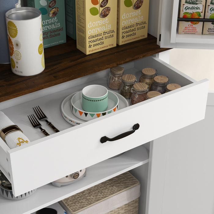 HOMCOM Garde-manger de cuisine, grand meuble de rangement , blanc