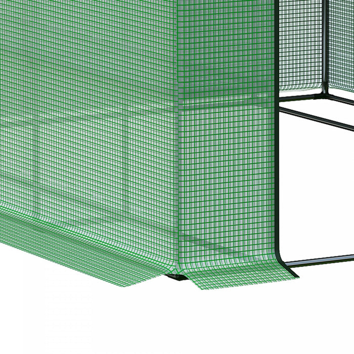 Outsunny 8' X 6' X 7' Serre Portative A Eau/uv Avec 18 Etageres, Couverture Et Porte Roulante.
