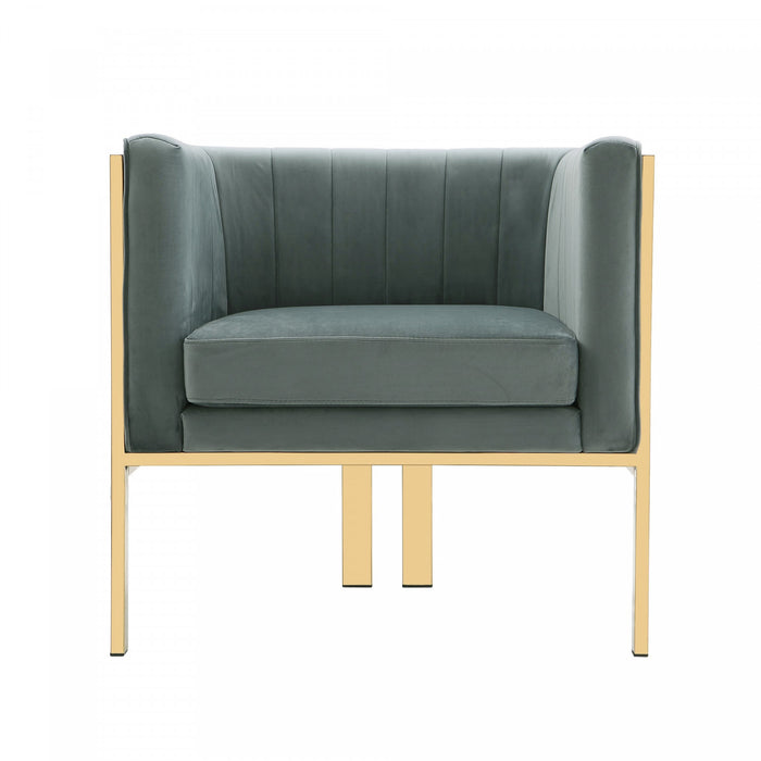 Fauteuil lounge moderne en velours Paramount coloris gris chaud - Lot de 2