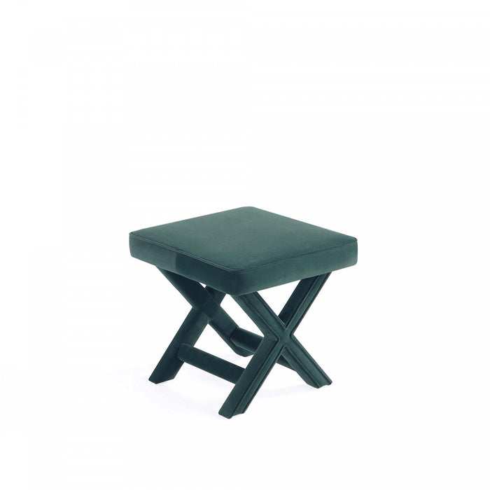 Banc d’appoint Abigail style milieu du siecle moderne en velours vert foret