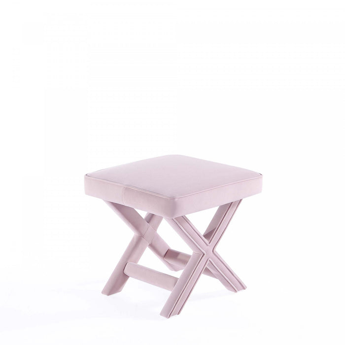 Banc d’appoint Abigail style milieu du siecle moderne en velours rose