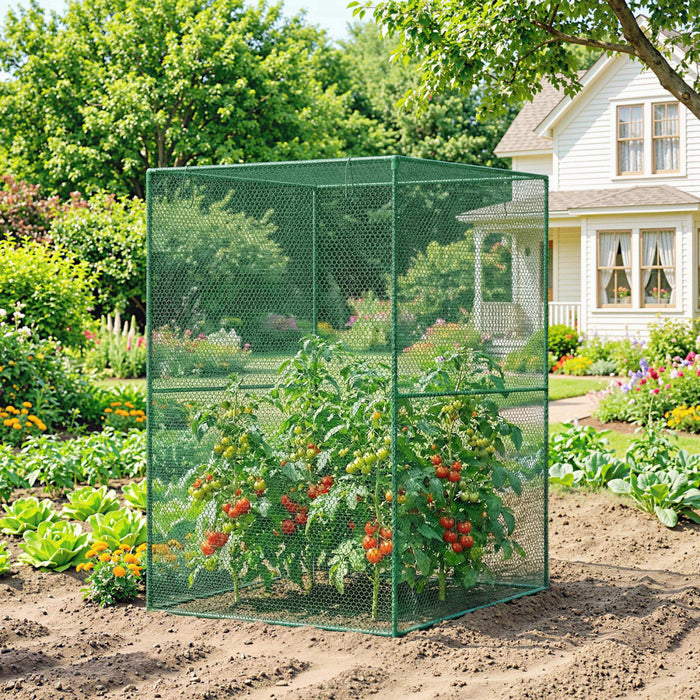Outsunny Cage de culture, Protecteur de plantes, porte zippee, Vert fonce