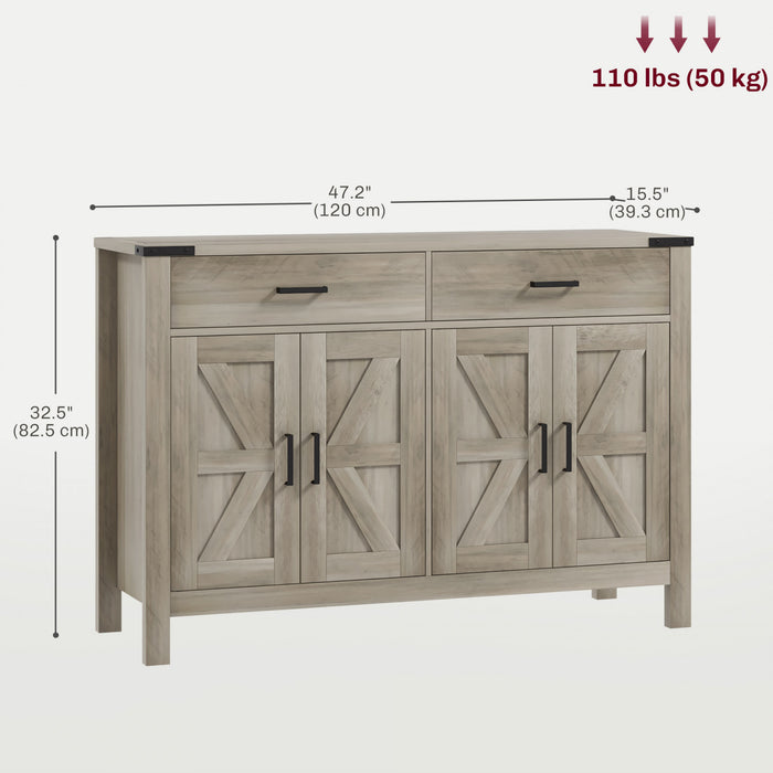 HOMCOM Buffet avec 2 tiroirs 2 armoires de rangement Buffet, Gris
