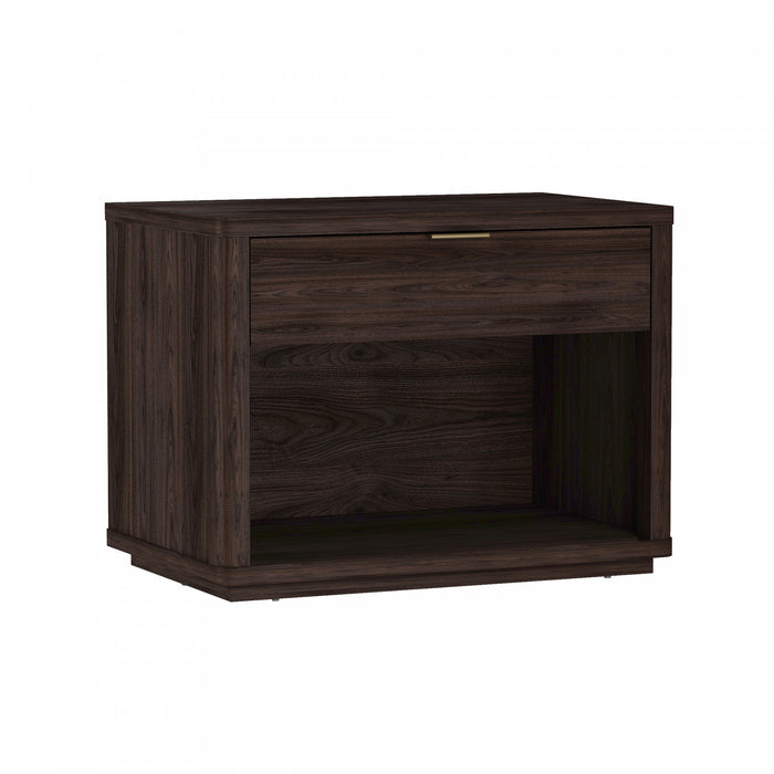 Table de nuit moderne Evelyn 32\" en brun (1 tiroir) - Lot de 2