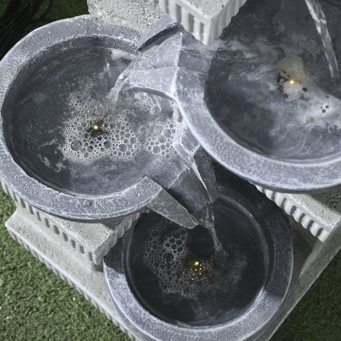 Outsunny Fontaine D'exterieur Fontaine A Eau En Resine A Lumiere Led