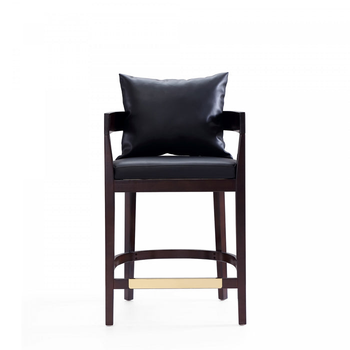 Tabouret de comptoir en bois et tissu Ritz style milieu du siecle, noir - Lot de 3