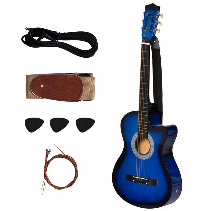 Soozier Guitare electrique acoustique 38 pouces pleine grandeur bleue, bleu