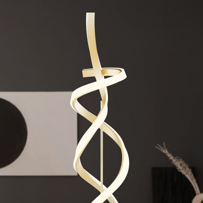 Lampe à pied à DEL de 59 po dorée avec motif torsadé