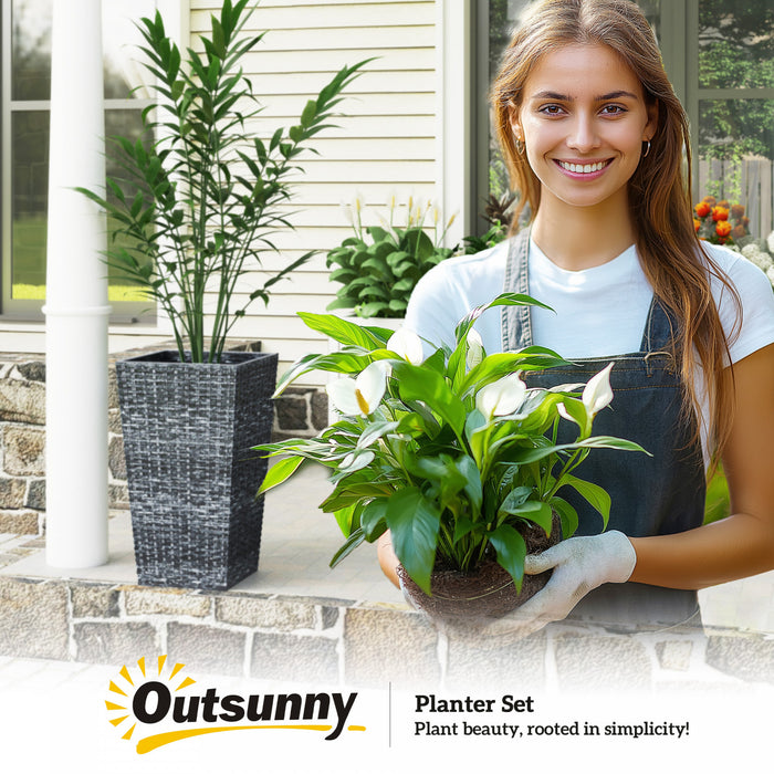 Outsunny Lot de 3 jardinieres avec trou de drainage, exterieur et interieur