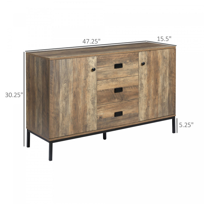 HOMCOM Buffet industriel, armoire de rangement, cupboard brun