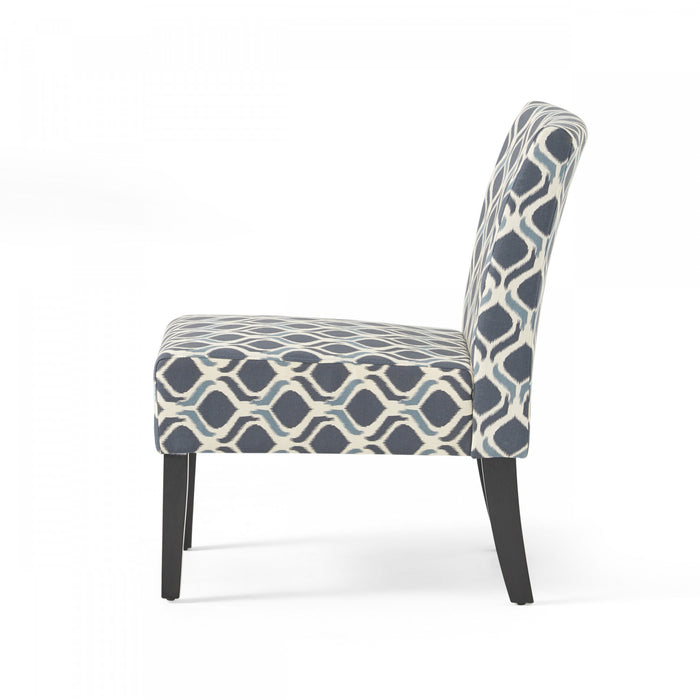 Lot De 2 Fauteuils D’appoint Oliver En Tissu aspect lin Avec Pieds En Bois D’hévéa - Bleu Et Multicolore