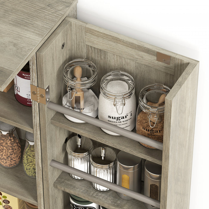 HOMCOM Armoire de cuisine, meuble de rangement pour garde-manger, gris