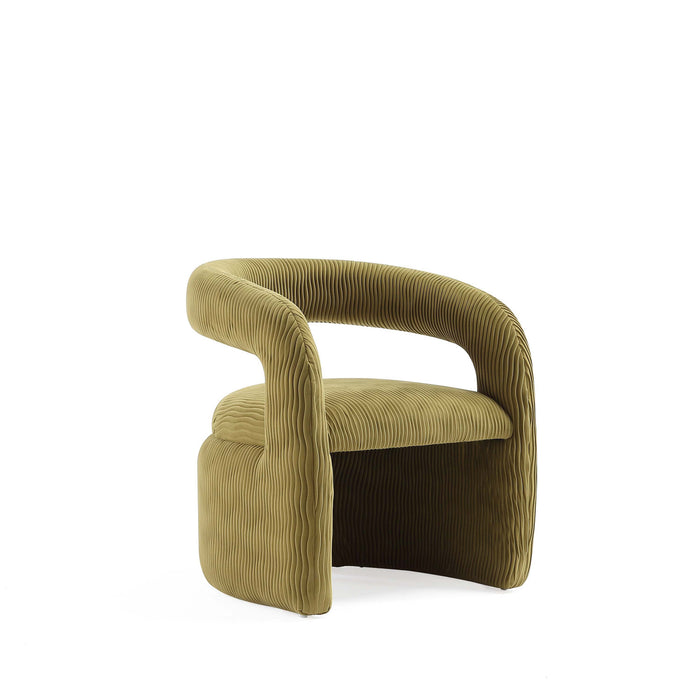 Fauteuil lounge Corvette style milieu du siecle en velours vert olive - Lot de 2