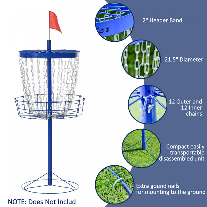Soozier Panier d'entrainement portable a 24 chaines pour support, bleu