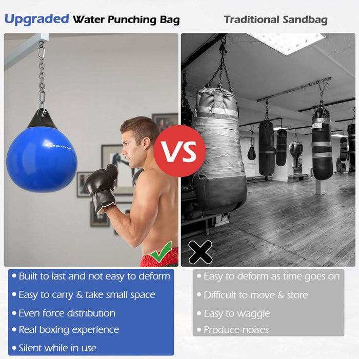 Goplus 18\" 110lbs Eau Lourde Remplie Poinconnage Aqua Entrainement Sac De Boxe A La Maison Gym Crochet Bleu