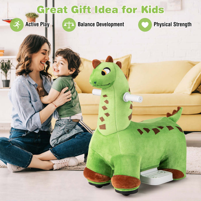 Costway 6v Kids Ride Sur Dinosaur Avec Pedale De Pied De Mer Rembourree Musique En Avant Et Roues